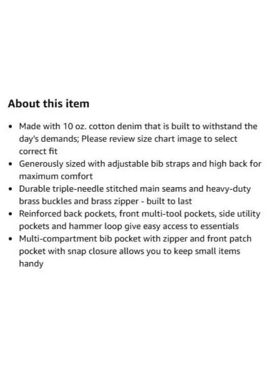 Berne Bib Overalls Size 36/34 Washed Flex Denim Reinforced Knee NWT - Picture 6 of 16